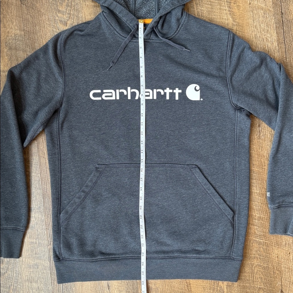 Carhartt Dark Gray Pullover Hoodie with White Logo Size Medium - Picture 5 of 11
